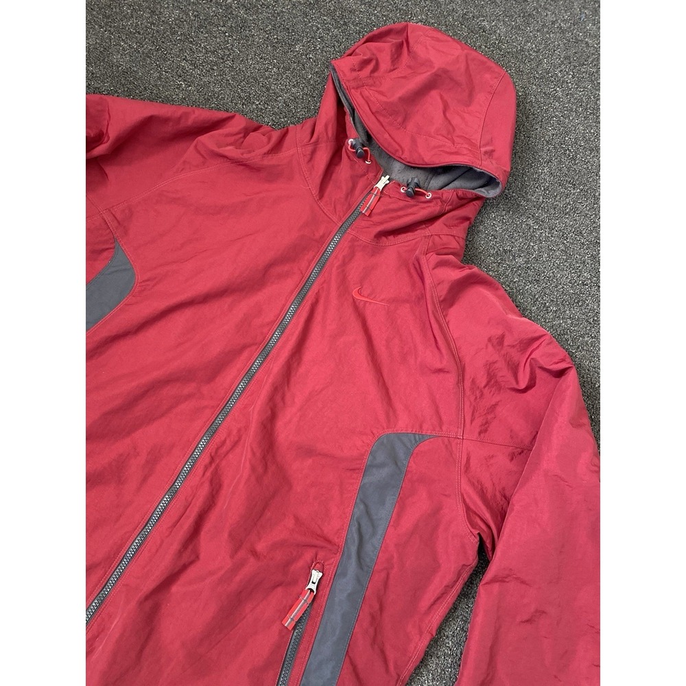 Vintage Nike Windbreaker Track Jacket Red/Gray Mens Sz XL Hooded Train Hype Y2K